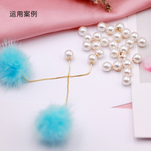 ไข่มุกเม็ดกลมสีขาวสำหรับทำต่างหู ชุบโลหะ 000602 - Product Image 2