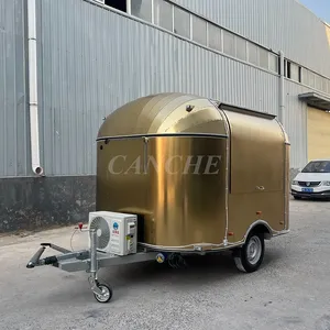 Camion de restauration mobile personnalisé en acier inoxydable doré, conforme aux normes européennes, pour la vente de beignets - Product Image 2
