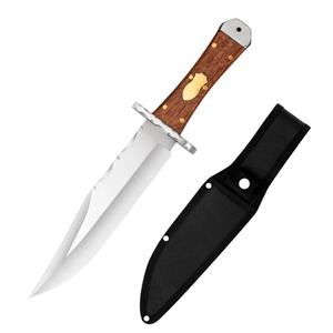 Cuchillo utilitario DIY de punta recta para camping, hoja de acero inoxidable, mango de madera, 20 cm, 4 mm de grosor, OEM personalizable - Product Image 1