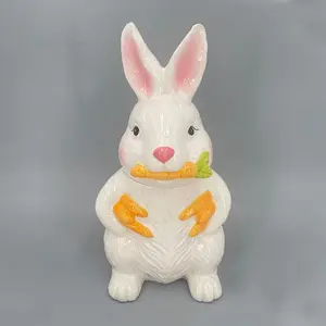 Ceramic Rabbit Jar Supplier Cookie Jar Storage Food Ceramic Candy Jar With Lid, Ceramic Storage Canister Decorations