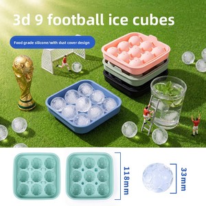 Moule à glaçons en silicone 3D LifeTop à 9 cavités en forme de ballon de football, facile à démouler - Product Image 6