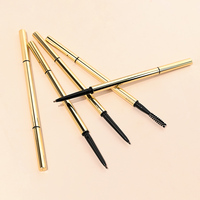 Crayon à sourcils doré 2-en-1 imperméable, personnalisé, longue tenue, fin, 6 couleurs, végétalien, marque privée, vente en gros de cosmétiques