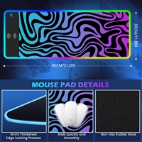 Tapis de souris à chargement sans fil Pieds Patins Tapis de souris sans fil Noir Antidérapant NOUVEAU pour G502 Tapis de souris de jeu filaire pour le bureau et la maison