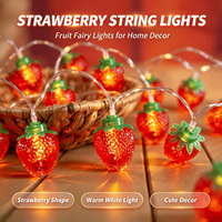 Guirlande lumineuse LED fraise premium blanc chaud, à piles, pour intérieur, fêtes, Noël, décorations de fêtes