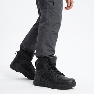 Bottes tactiques imperméables en cuir noir pour hommes DSF19 716, toutes saisons, antidérapantes, pour la randonnée et la marche en plein air - Product Image 1