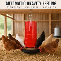 Mangeoire à gravité suspendue 15 kg, distributeur automatique d'aliments anti-gaspillage pour poulets, canards, oies, poulaillers et fermes