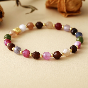 Bracelet élastique en pierre naturelle, design géométrique coloré, bijoux unisexes, cadeau - Product Image 4