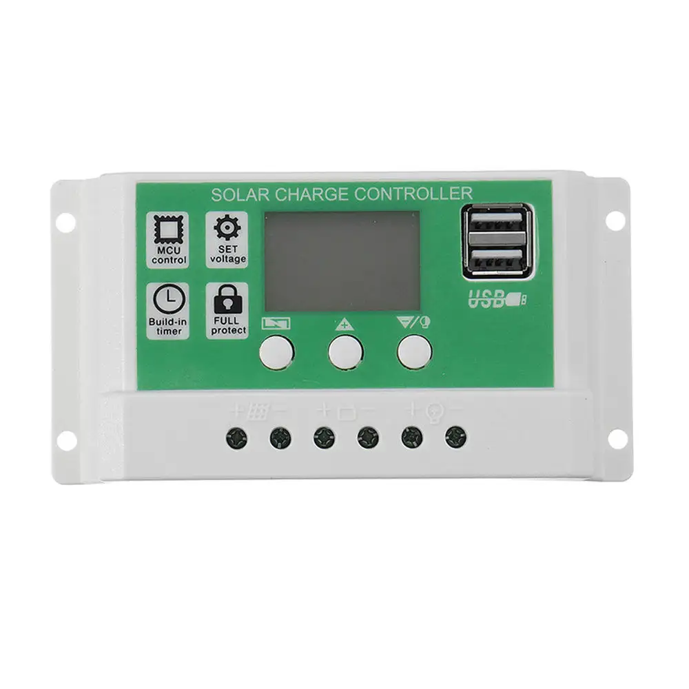 30A 20A 10A PWM Solar Charge Controller Lithium Battery Lead Acid Battery 12V 24V Auto With Dual USB Solar Regulator