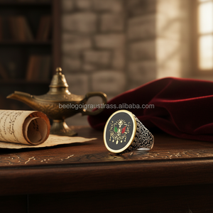 925K Sterling Silver Enamel Art Ottoman Coat of Arms <b>Men</b> <b>Ring</b> - Product Image 3