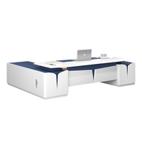 Escritorio Ejecutivo en Forma de L de Lujo con Acabado Lacado, Diseño Moderno, MDF Modular, Juego de Mesa y Silla de Oficina Saludable, Cajonera Personalizable