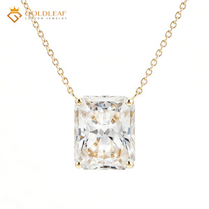 Goldleaf GRA Report D VVS1 3CT Radiant Cut Moissanite Diamonds Necklace Fine 14K Yellow Gold Pendant Jewelry <b>Gift</b> - Product Image 1