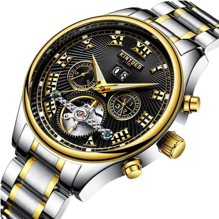 La marca Popular de KINYUED reloj de acero inoxidable resistente al agua de bajo precio automático reloj mecánico
