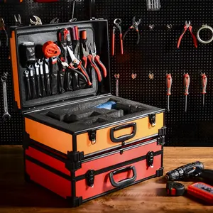 Boîte à outils en bois massif, GLARY rouge, boîte à outils organisateur de quincaillerie, boîte à outils pour la maison, boîte de rangement artisan, étui rigide