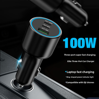 Adaptateur de chargeur de voiture USB C 3 ports 130W Max avec charge rapide PD 100W, double Type C et USB QC3.0 pour voitures et camions 12V 24V