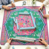 Tapis de jeu de mahjong américain moderne de luxe personnalisé, écologique, inodore, en caoutchouc, imperméable, design chinoiserie, pour 4 joueurs