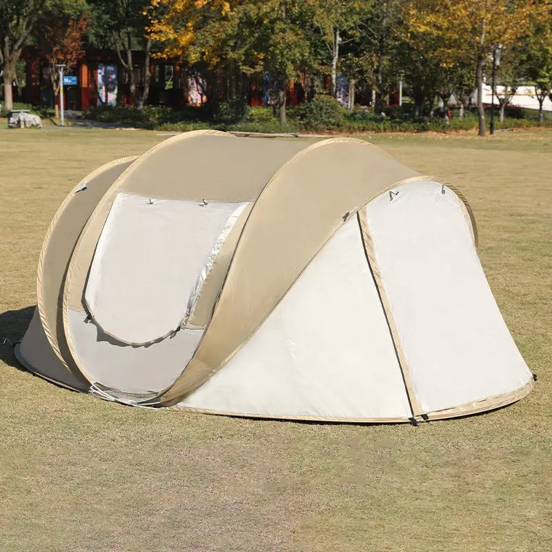 HISPEED Tente De Camping Automatiqueファミリーピクニックシルバーコーティング防水大型オートキャンプテント