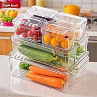 Juego de 7 Organizadores Apilables para Refrigerador con Tapas, Contenedores de Plástico Transparente para Alimentos, Frutas y Verduras