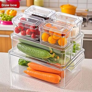7-Piece Fridge Organizer Set Stackable Refrigerator Storage <b>Bins</b> With <b>Lids</b> Clear <b>Plastic</b> Food Containers for Fruit Vegetable - Product Image 1