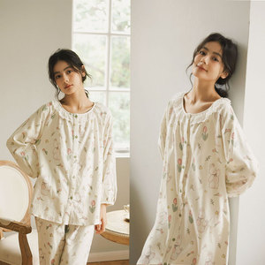 Abbigliamento <span class=keywords><strong>da</strong></span> casa autunno-inverno in <span class=keywords><strong>cotone</strong></span> spazzolato nuovo 100% <span class=keywords><strong>da</strong></span> donna | <span class=keywords><strong>Camicia</strong></span> <span class=keywords><strong>da</strong></span> <span class=keywords><strong>notte</strong></span> e pigiama a maniche lunghe, caldo Comfort - Product Image 1