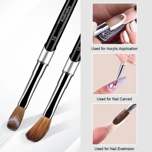 Pinceau à ongles en acrylique 100% pur Kolinsky, 1 pièce, noir, pour gel UV, extension d'ongles, stylo de construction, pinceau de dessin - Product Image 6