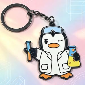Porte-clés pingouin scientifique amusant, porte-clés unique sur le thème de la <span class=keywords><strong>science</strong></span>, en émail doux ou dur, pour les étudiants, cadeaux - Product Image 4