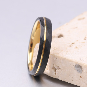 Tungsten Steel <b>Ring</b> 4.6mm Black Diamond Geometric Design Men's Fashion Jewelry Gift - Product Image 4