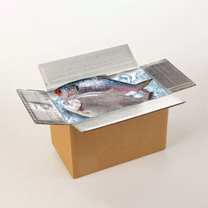 Scatola di spedizione in cartone isolante impermeabile per pesce congelato frutti di mare-materiale termico riciclato - Product Image 6