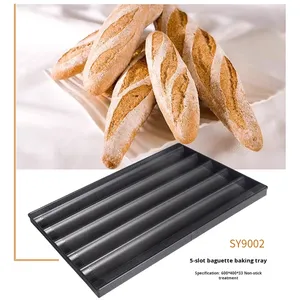 Bandeja Antiadherente de Metal para Hornear Pan Francés con Cinco y Cuatro Ranuras, Molde Cuadrado para Tostadas y Baguette - Product Image 4