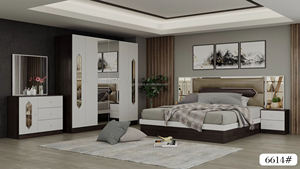 Conjunto de muebles de lujo para el dormitorio, Set de 5 piezas de diseño moderno elegante de Jordan, cristal, barato, tamaño King, con espejo, tamaño king - Product Image 5