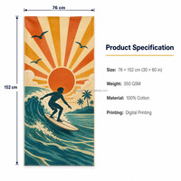 Serviette de plage rétro 100 % coton à impression numérique personnalisée, résistante à la décoloration, avec étiquette privée, faible MOQ