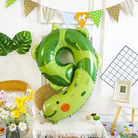 Ballons en feuille d'aluminium numérotés animaux de la jungle de 40 pouces (0-9) – Thème safari dessin animé, ballons à l'hélium pour décorations de fête d'anniversaire pour enfants