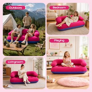 Colorful Portable Double Air Couch Heavy Duty Outdoor Air Beach Couch Inflatable Lounger for <b>Camping</b> Picnics and Beach - Product Image 4