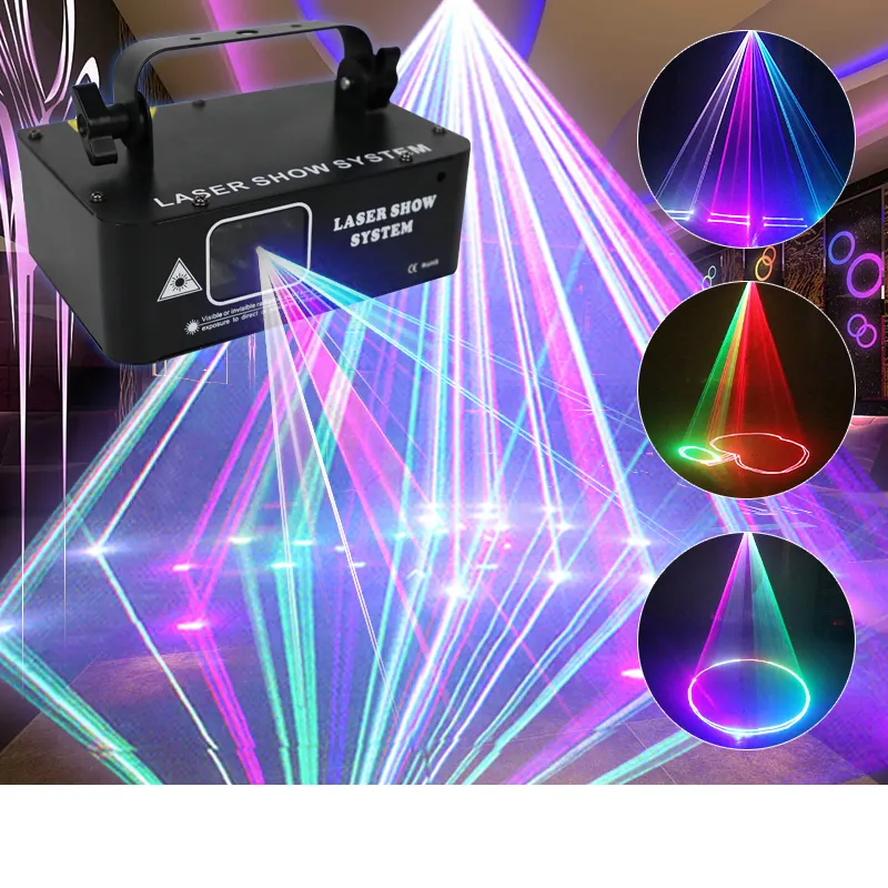 पूर्ण रंग एक सिर लेजर दीपक DMX एनीमेशन के लिए प्रोजेक्टर पार्टी बीम रोशनी आवाज नियंत्रण Lazer प्रकाश रात क्लब नृत्य