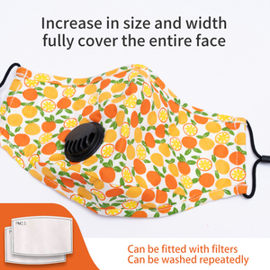 High Quality Breathable Pure Cotton Wholesale washable 100% Cotton Mask orange Reusable <strong>Nose</strong> Clip Filter Pocket OEM/ODM - Product Image 2