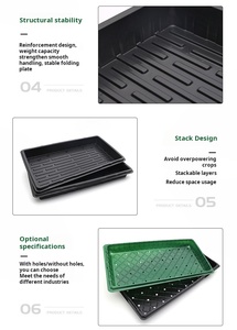 Petit plateau de culture de graines en plastique PET <span class=keywords><strong>noir</strong></span> pour plantes potagères pour jardin, fleurs, semis, stockage, pépinière, plateaux plats - Product Image 5