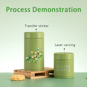 Boîte en fer blanc ronde petite taille RTS 50g 60g 100g pour matcha, <span class=keywords><strong>café</strong></span> en <span class=keywords><strong>grains</strong></span>, thé, avec couvercle à vis, pour le stockage de snacks, bonbons et biscuits - Product Image 4