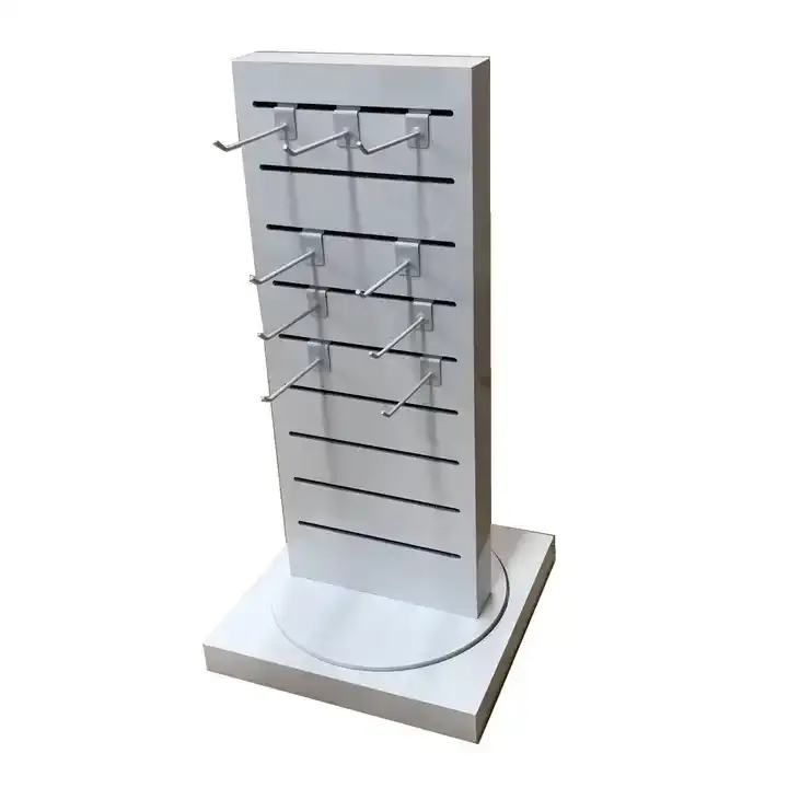 Counter Top Rotating Display Unit with Rotating Base Double Sided Retail Store Display Stand with Metal Peg Hooks Hanging Items