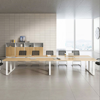 Ensemble de table de conférence moderne HYZ59-11 pour usage domestique ou professionnel, en panneaux de bois, design pliable, pieds en fer, 8 places, hôtel, école