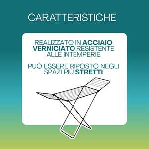 Stendibiancheria Pieghevole in Metallo con Lunghezza di Asciugatura 18m, Salvaspazio, da Terra con Piedini - Product Image 3