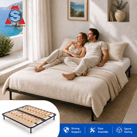Cadre de lit super king-size multifonction en métal avec sommier à lattes ventilé, base de lit plateforme tout-en-un pour chambre à coucher