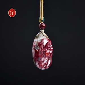 สร้อยคอจี้คริสตัลหินซินนาบาร์สีแดงธรรมชาติ พร้อมสายเชือกแบบดิบ ดีไซน์ทันสมัย หินบำบัด เสริมพลังป้องกัน เหมาะสำหรับเป็นของขวัญ - Product Image 2
