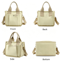 Sac fourre-tout en toile OEM de petite taille avec fermeture éclair, sac à bandoulière multi-poches en toile, sac à main à poignée supérieure