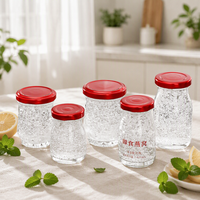 Pot en verre pour pudding de 50 ml, 80 ml, 100 ml avec couvercle en aluminium rouge lisse, pot à yaourt pour mousse, gelée, dessert au nid d'oiseau