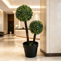 Arbre topiaire artificiel en buis à double boule, fausse sphère verte, plante en pot, pour mariage et remise de diplôme, imperméable et durable
