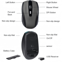 Jenis Baterai 2.4Ghz Optical PC Komputer USB Gaming Mouse Nirkabel