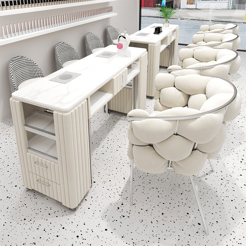 Muebles de salón de belleza técnico de uñas Rosa mesa de salón de manicura para uñas de Gel