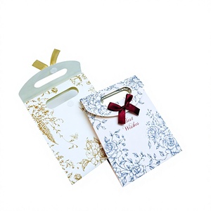 Beautiful Paper <b>Bag</b> With Logo Print Custom Small Decorative Paper <b>Bags</b> With Bow Tie Ribbon Die-cut Handle <b>Bag</b> with Velcro - Product Image 4