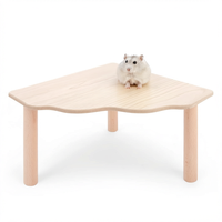 Platform Permainan Hamster Kayu Segitiga, Furnitur Hewan Peliharaan Kecil, Meja Tinggi Indoor untuk Hamster Dwarf, Gerbil, Tikus