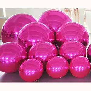 Bola reflektif tiup bola cermin merah muda dekoratif dapat ditiup untuk iklan