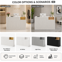 Comptoir de réception personnalisé, luxe moderne, carré, avec éclairage LED, armoire de rangement, salon, spa, bureau commercial, MDF